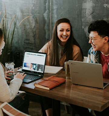 Coworkers working together in an office